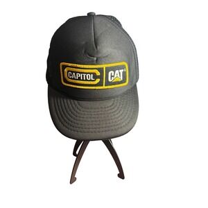 Vintage 80's Caterpillar Equipment Capitol Patch Trucker‎ Hat Snapback Dad Cap